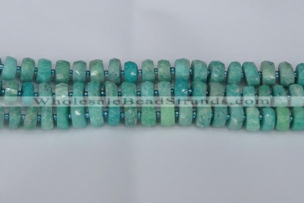 CRB1372 15.5 inches 6*12mm faceted rondelle amazonite beads