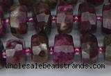 CRB1402 15.5 inches 6*12mm faceted rondelle tourmaline beads