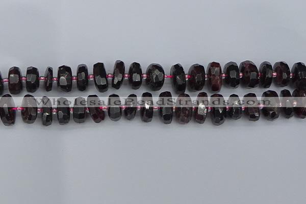 CRB1414 15.5 inches 8*16mm faceted rondelle red garnet beads