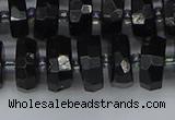 CRB1422 15.5 inches 6*12mm faceted rondelle black tourmaline beads