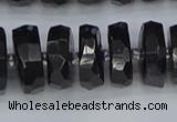 CRB1424 15.5 inches 8*16mm faceted rondelle black tourmaline beads