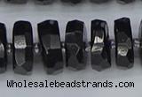 CRB1425 15.5 inches 8*18mm faceted rondelle black tourmaline beads