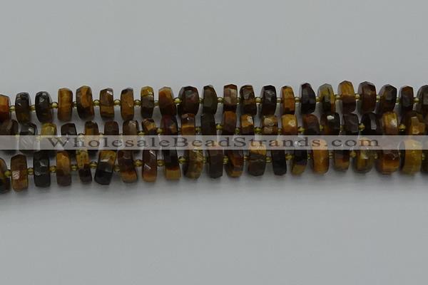 CRB1431 15.5 inches 6*10mm faceted rondelle yellow tiger eye beads