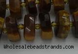 CRB1432 15.5 inches 6*12mm faceted rondelle yellow tiger eye beads