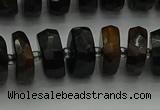 CRB1441 15.5 inches 6*10mm faceted rondelle blue tiger eye beads