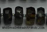 CRB1443 15.5 inches 7*14mm faceted rondelle blue tiger eye beads