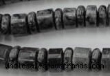 CRB147 15.5 inches 6*12mm & 10*12mm rondelle black labradorite beads