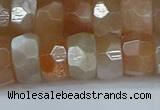 CRB1471 15.5 inches 6*12mm faceted rondelle moonstone beads