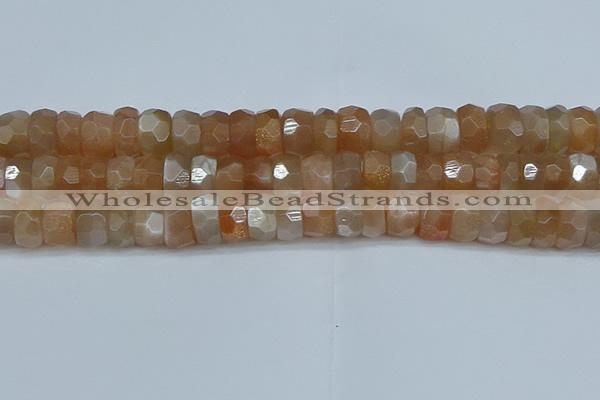 CRB1471 15.5 inches 6*12mm faceted rondelle moonstone beads