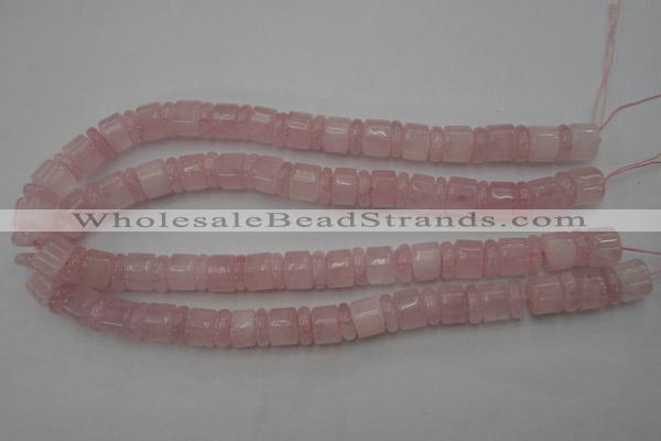 CRB149 15.5 inches 6*12mm & 10*12mm rondelle rose quartz beads