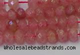 CRB1800 15.5 inches 4*6mm faceted rondelle strawberry quartz beads