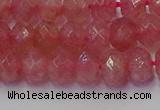 CRB1801 15.5 inches 5*8mm faceted rondelle strawberry quartz beads