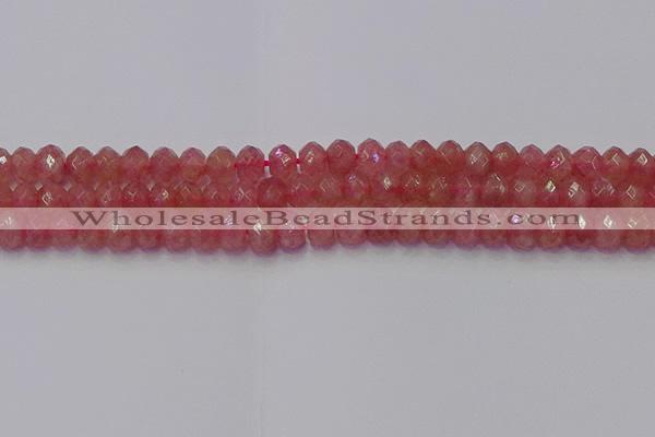 CRB1801 15.5 inches 5*8mm faceted rondelle strawberry quartz beads