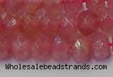 CRB1802 15.5 inches 6*10mm faceted rondelle strawberry quartz beads