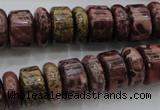 CRB181 15.5 inches 5*14mm – 10*14mm rondelle red artistic jasper beads