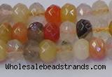 CRB1820 15.5 inches 4*6mm faceted rondelle mixed rutilated quartz beads