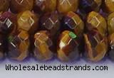 CRB1842 15.5 inches 6*10mm faceted rondelle yellow tiger eye beads