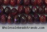 CRB1846 15.5 inches 6*10mm faceted rondelle red tiger eye beads