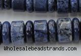 CRB187 15.5 inches 6*16mm – 10*16mm rondelle blue dumortierite beads