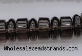 CRB188 15.5 inches 6*16mm – 10*16mm rondelle smoky quartz beads