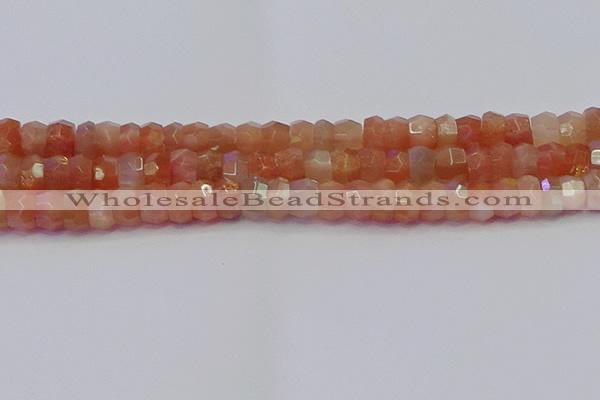 CRB1932 15.5 inches 6*10mm faceted rondelle sunstone beads