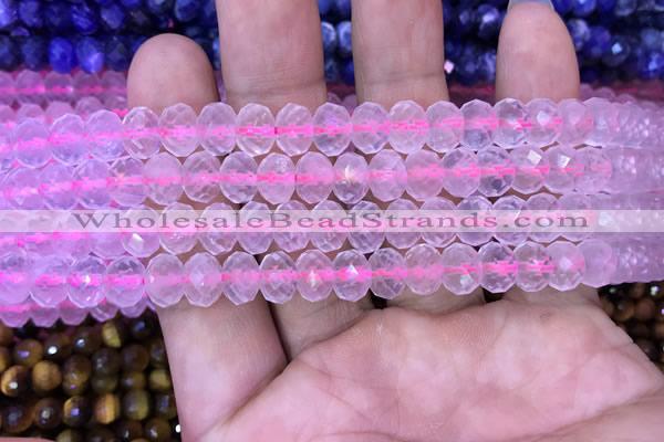 CRB1941 15.5 inches 6*8mm faceted rondelle rose quartz beads