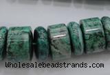 CRB197 15.5 inches 6*18mm – 13*18mm rondelle green picture jasper beads