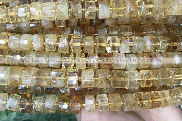 CRB2037 15.5 inches 11mm - 12mm faceted tyre citrine gemstone beads