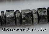 CRB204 15.5 inches 6*18mm - 13*18mm rondelle black labradorite beads