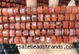 CRB2106 15.5 inches 9mm - 10mm faceted tyre red agate beads