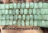 CRB2167 15.5 inches 12mm - 13mm faceted tyre light prehnite beads