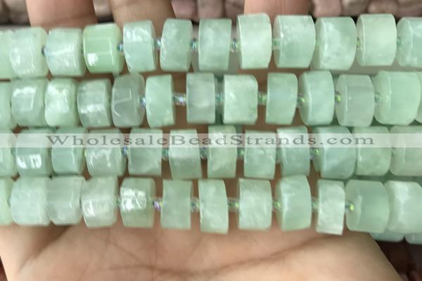 CRB2168 15.5 inches 13mm - 14mm faceted tyre light prehnite beads