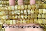 CRB2171 15.5 inches 11mm - 12mm faceted tyre yellow opal beads