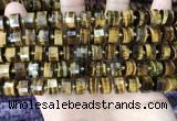 CRB2197 15.5 inches 10mm - 11mm faceted tyre yellow tiger eye beads