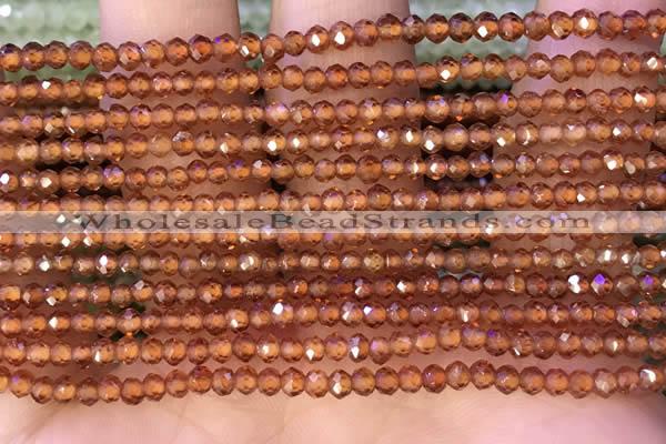 CRB2213 15.5 inches 2*3mm faceted rondelle orange garnet beads