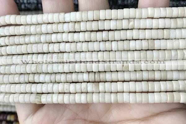 CRB2566 15.5 inches 2*4mm heishi white fossil jasper beads wholesale