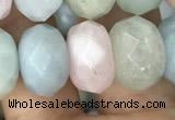 CRB3027 15.5 inches 8*14mm faceted rondelle morganite beads