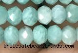 CRB3071 15.5 inches 4*6mm faceted rondelle amazonite gemstone beads