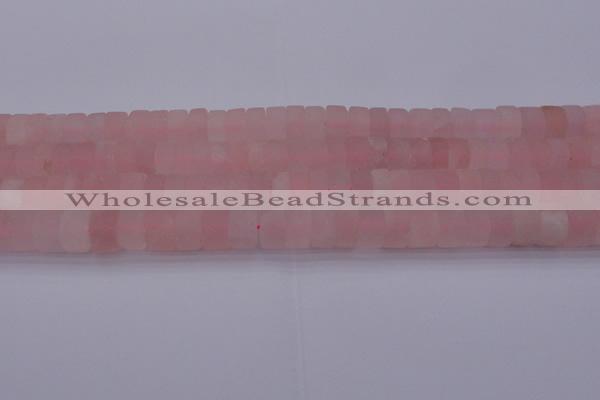 CRB311 15.5 inches 8*12mm tyre matte rose quartz beads wholesale