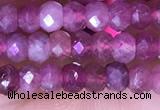 CRB3160 15.5 inches 2.5*4mm faceted rondelle tiny pink tourmaline beads