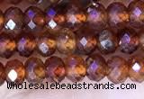 CRB3186 15.5 inches 3*5mm faceted rondelle tiny orange garnet beads