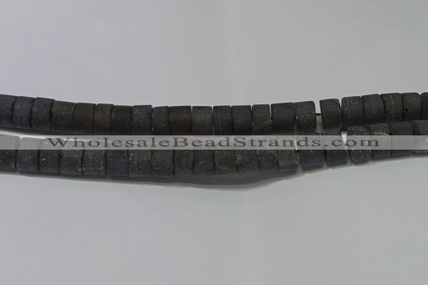 CRB323 15.5 inches 8*12mm tyre matte smoky quartz gemstone beads