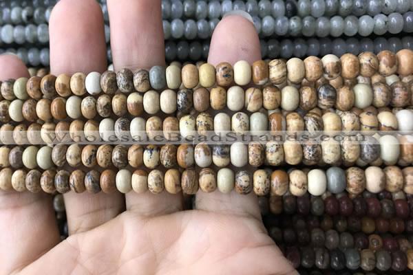 CRB4051 15.5 inches 4*6mm rondelle picture jasper beads wholesale