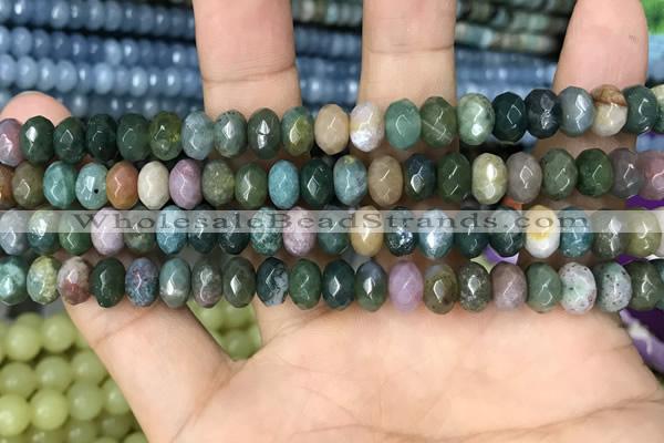 CRB4120 15.5 inches 5*8mm faceted rondelle Indian agate beads