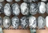 CRB4122 15.5 inches 5*8mm faceted rondelle grey picture jasper beads