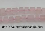 CRB450 15.5 inche 5*8mm tyre matte rose quartz gemstone beads