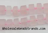 CRB452 15.5 inche 7*11mm tyre matte rose quartz gemstone beads