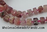 CRB459 15.5 inche 5*8mm tyre matte strawberry quartz gemstone beads