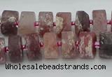 CRB461 15.5 inche 8*12mm tyre matte strawberry quartz gemstone beads