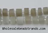 CRB465 15.5 inche 5*8mm tyre matte grey moonstone gemstone beads